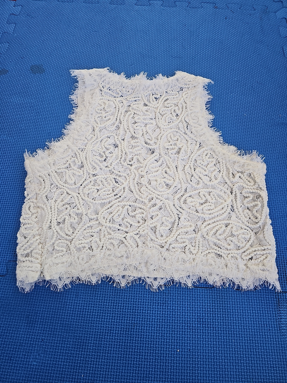 Sans Souci Cream Lace Sleeveless Cropped Top